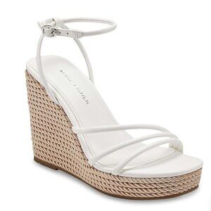Marc Fisher Women's White Tan Zeki Wedge Strappy Sandal Size 8.5